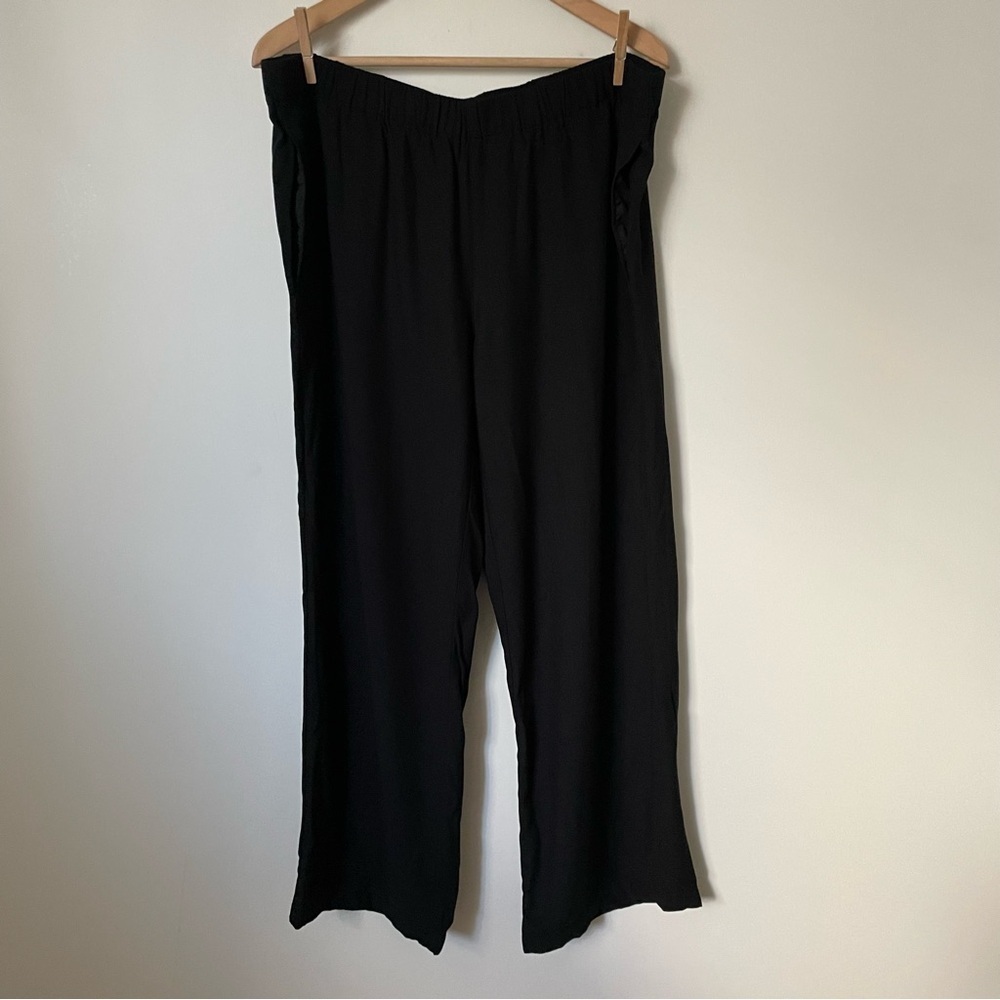 J. Jill Elastic Waist Pull On Wide Leg Rayon Stretch Pants Black Size 1X
